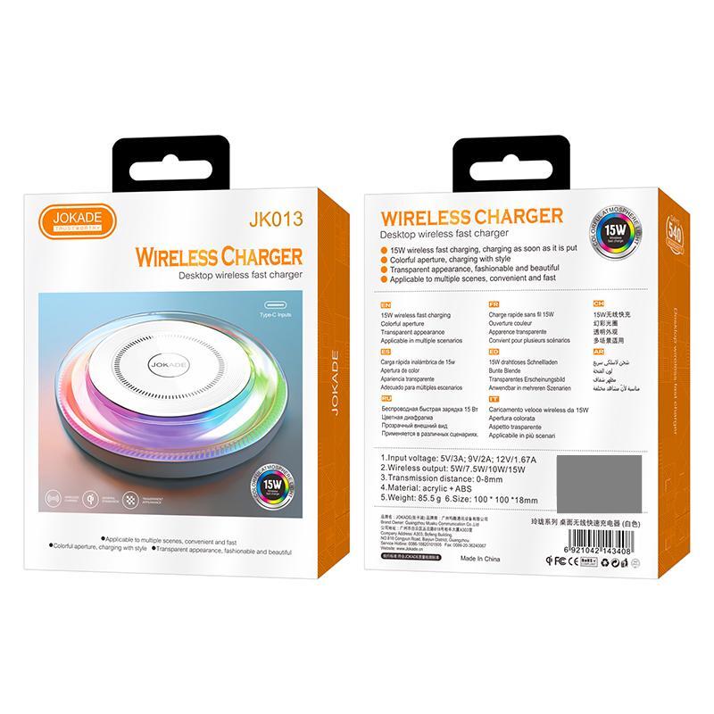 JOKADE 15W DESKTOP WIRELESS FAST CHARGER JK013